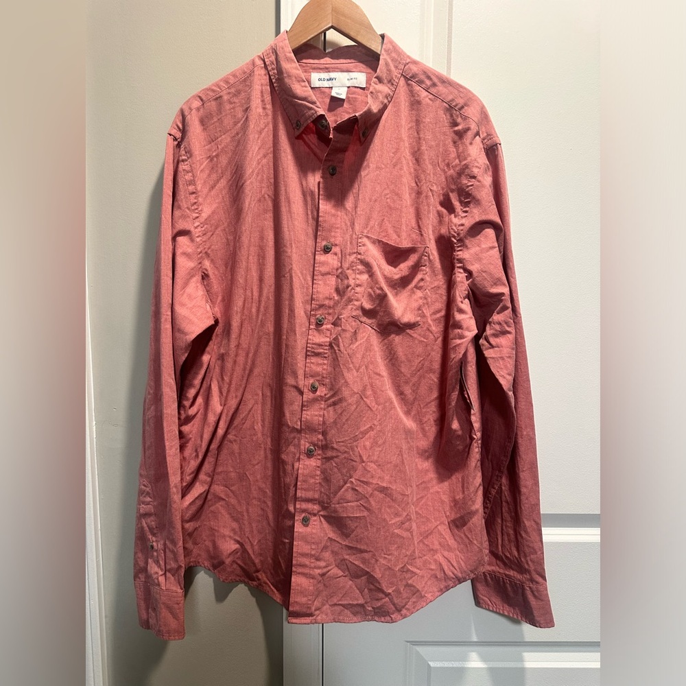 Old Navy NWT salmon button down slim fit XL